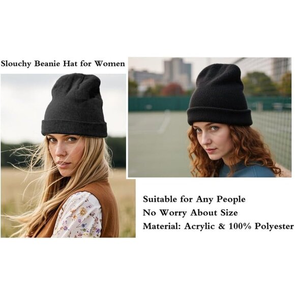 Men's 3-pack Grey Tan Black Spring Summer Autumn Winter Slouchy Beanies Hats - Picture 6 of 6